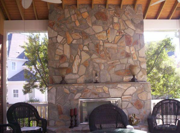 Porch with fireplace