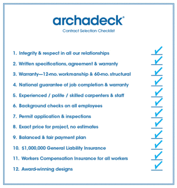 Archadeck contractor checklist
