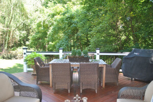 Deck detail in Governors Grant with separate area for dining.