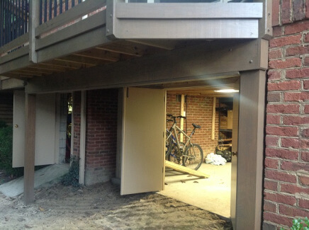 Dry storage space under deck