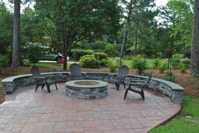 Patio and custom fire pit near Lake Murray, SC.