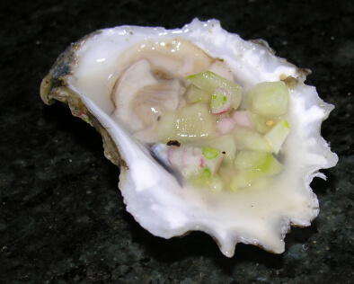 Raw Oysters with Cucumber Mignonette