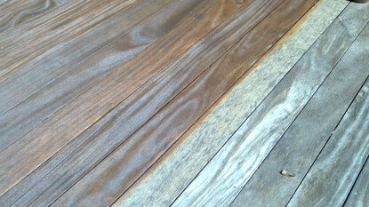 Before and after Renew Crew deck cleaning.