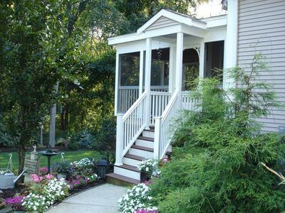 Screened Porch with stair landing and cover