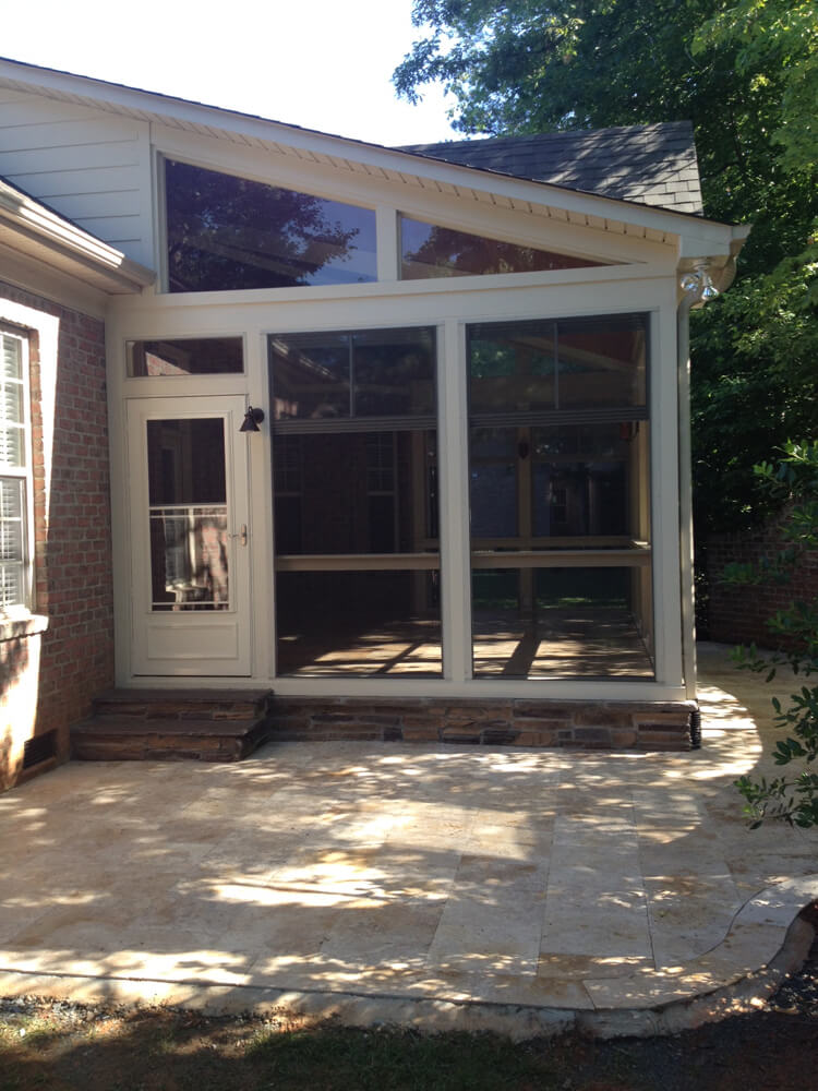 stone patio and screened porch