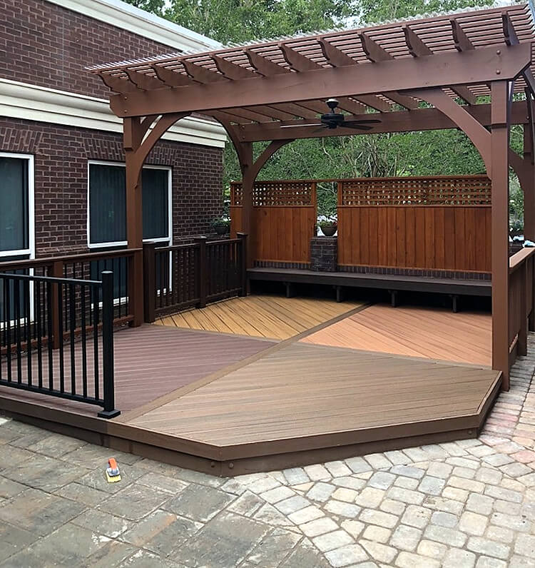 Custom showroom deck and pergola