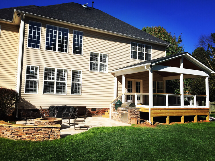 Custom patio, porch and fire pit kitchen
