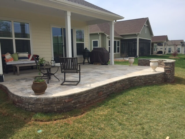 Charlotte Raised Patio With Hardscape Retaining Wall 1)