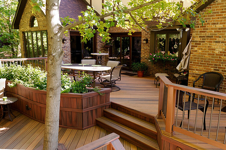 Trex Charlotte Trex Deck with Planter Boxes Multi Level Deck