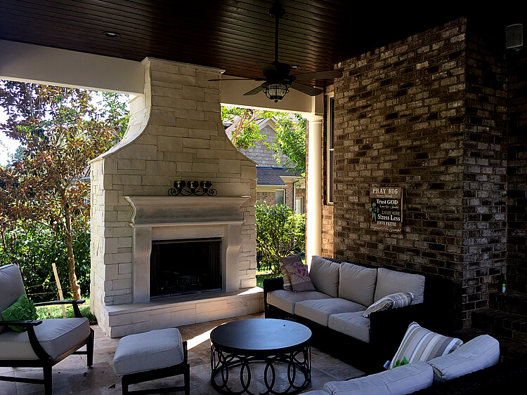 Covered Photo with Lighting Fireplace and Seating