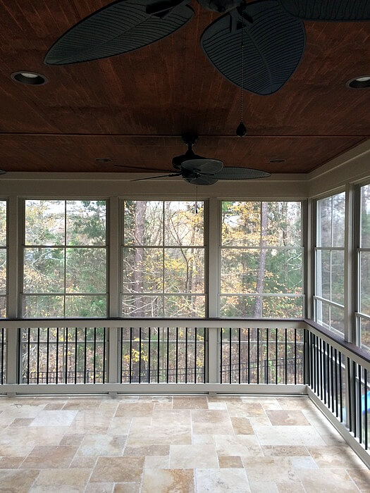 flexible entertaining space on a screened porch