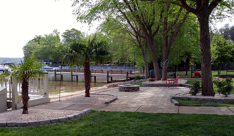 Custom lakeside patio and fire pit