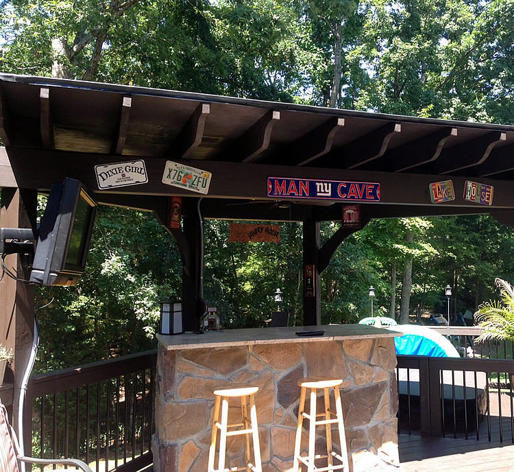 Poolside Bar in Steele Creek with Shed Roof and TV