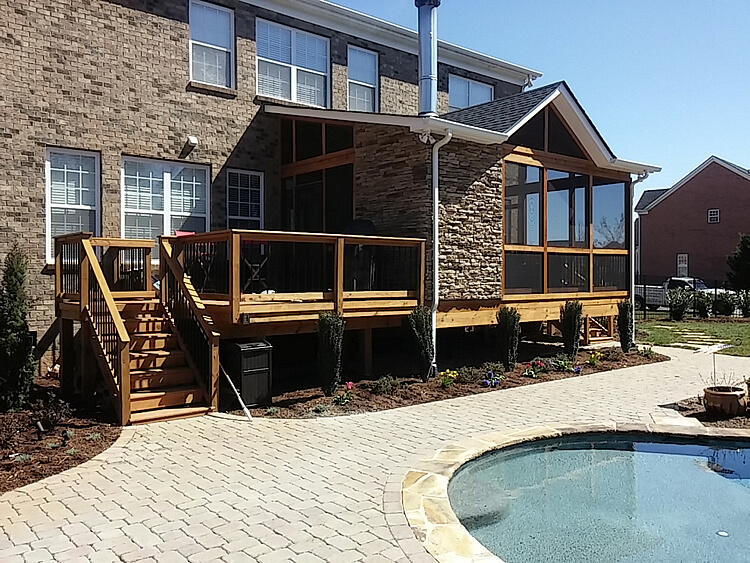 Custom screened porch deck and pool patio