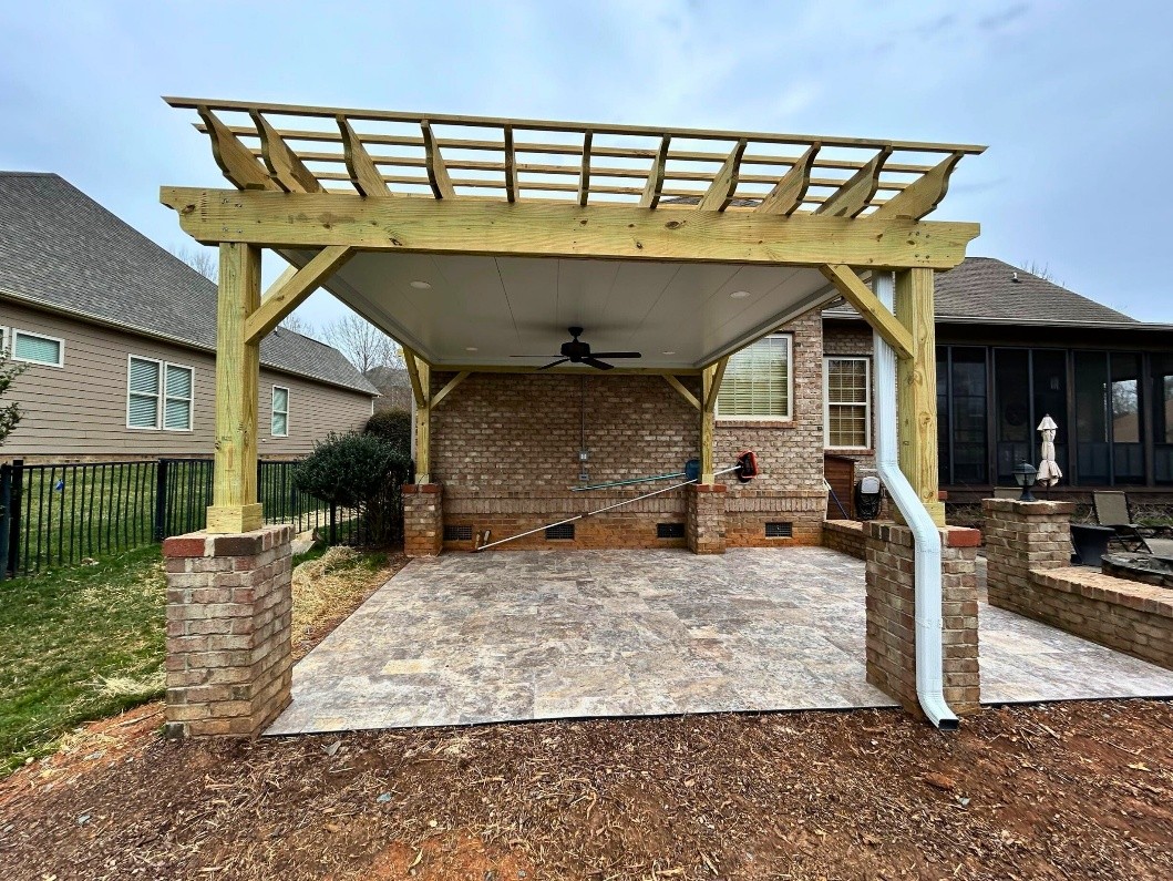 pergola over patio in a backyard