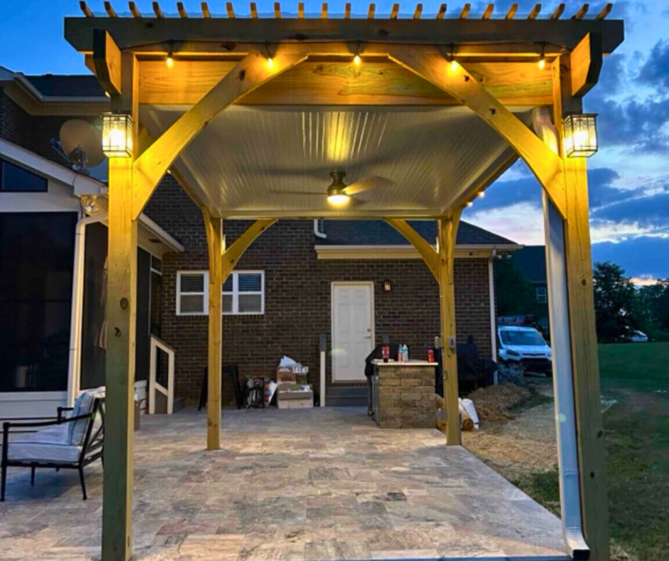 pergola lit up