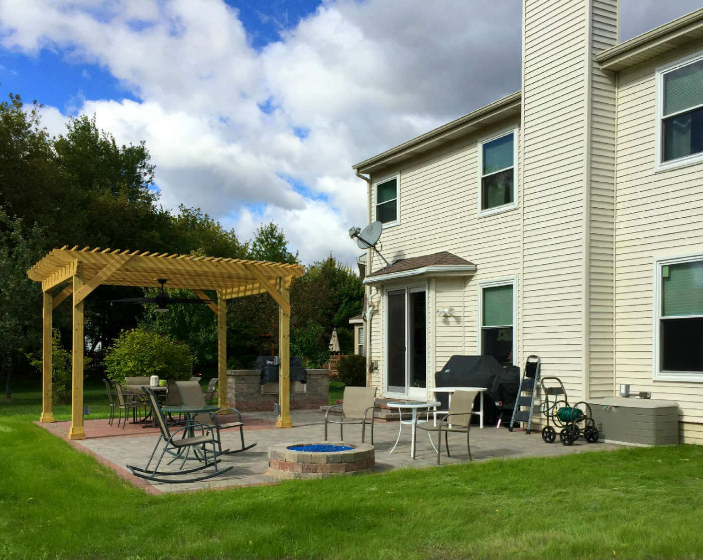 Custom patio with fire pit