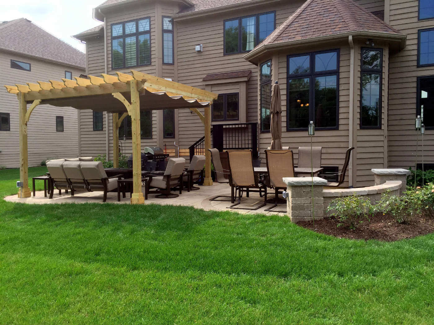 Custom patio with pergola