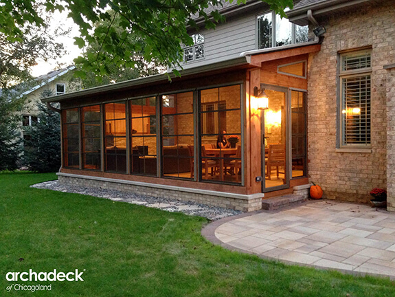 Custom sunroom with patio
