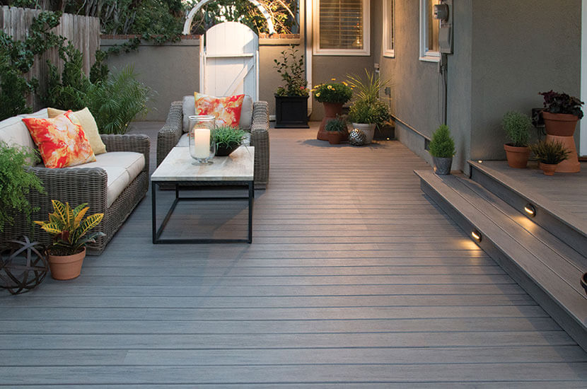 Custom deck with wooden patio