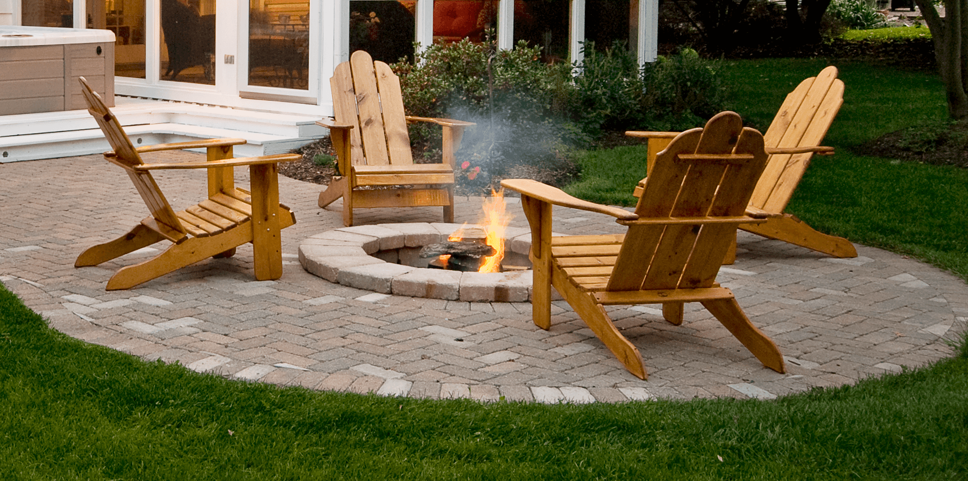 custom wooden chair in fire pit