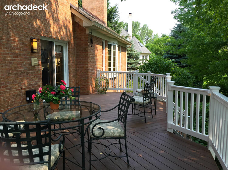 Custom composite deck in the backyard