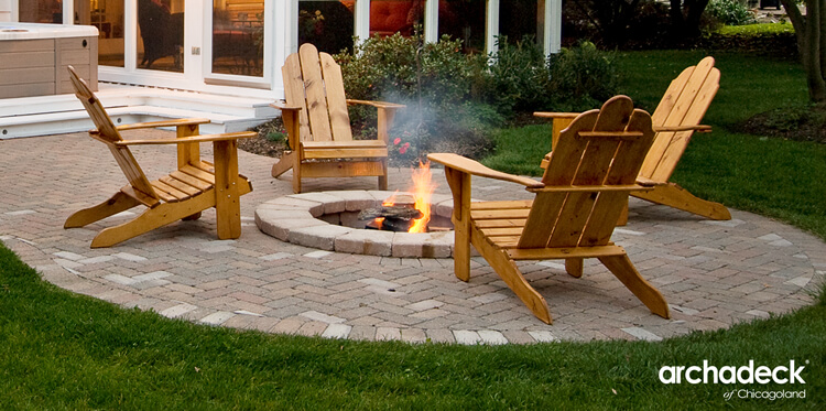 Custom built in wood fire pit