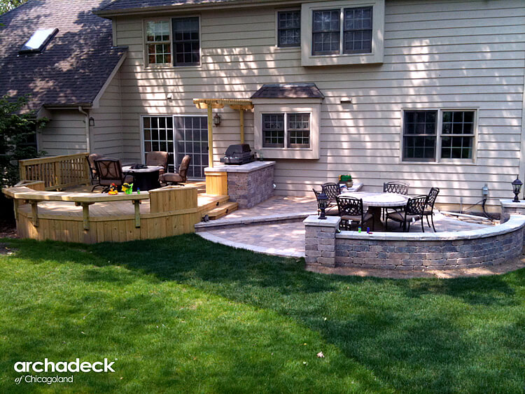 Custom curved wood deck and patio