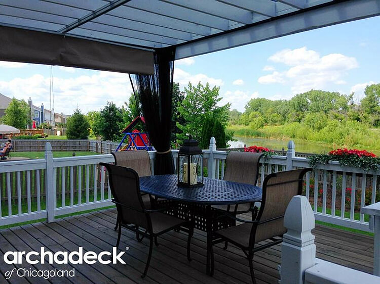pergola design with mosquito curtains