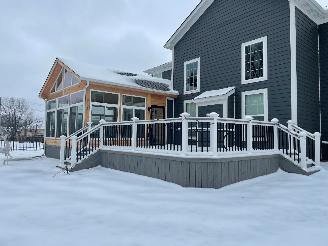 deck with snow
