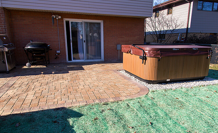 Backyard with patio hut tub