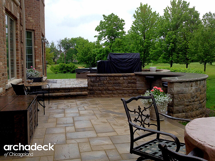 Custom paver patio with bar