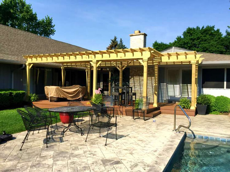 pool deck with pergola