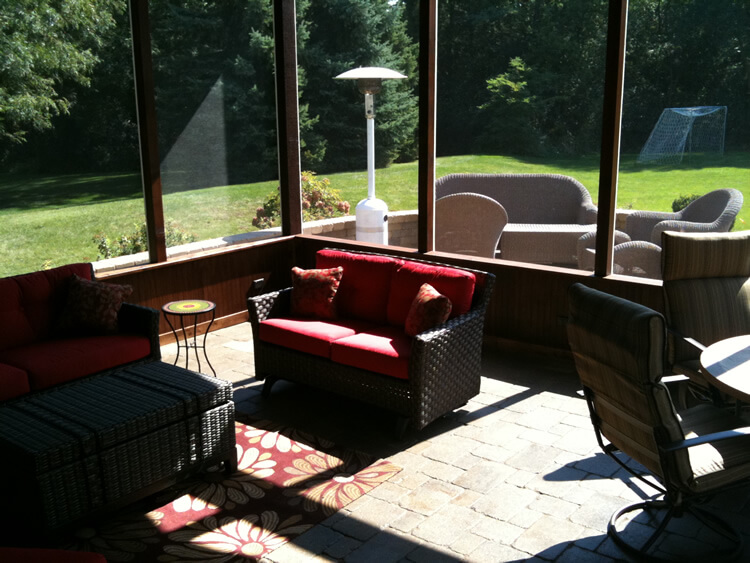 Custom screened porch in patio