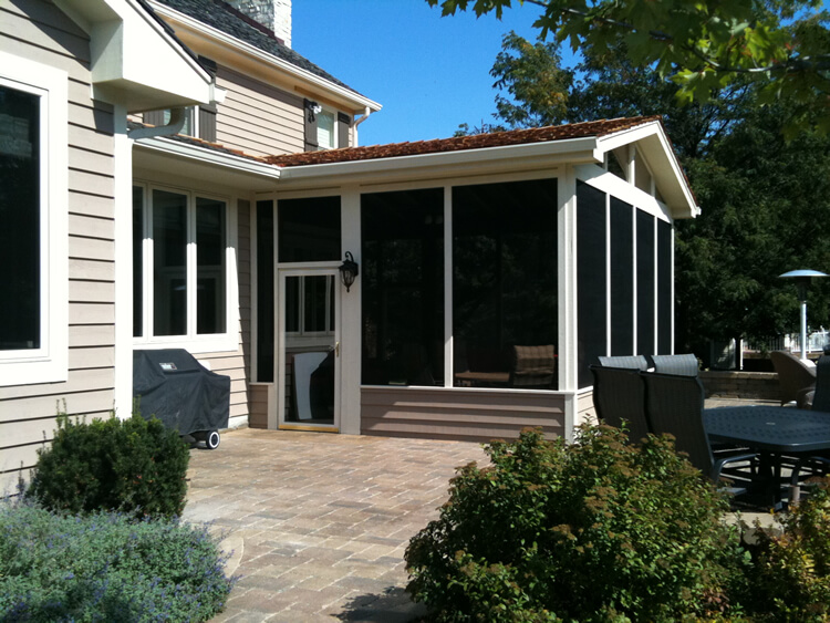 Custom screened porch in patio