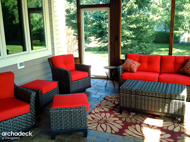 Screened Porch with Stone Floor