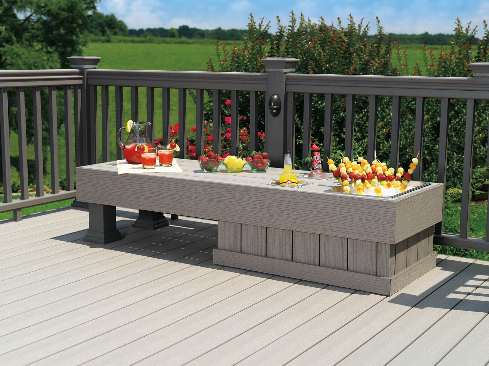 Custom deck with food on the table
