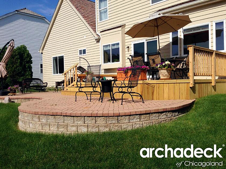 Custom wood deck and brick patio