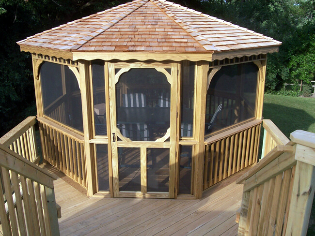 wood deck and gazebo