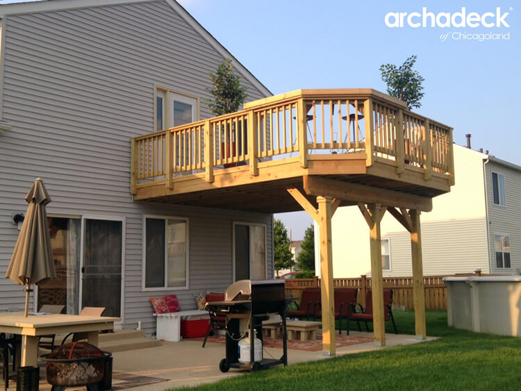 Custom wood deck over patio