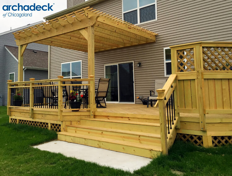 Custom wood deck with pergola