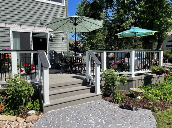 deck with patio umbrella