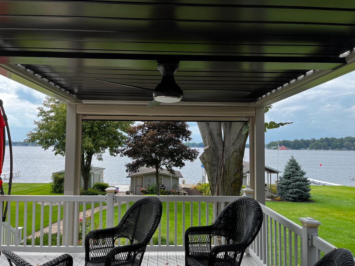 alternate view of louvered roof pergola ne indiana