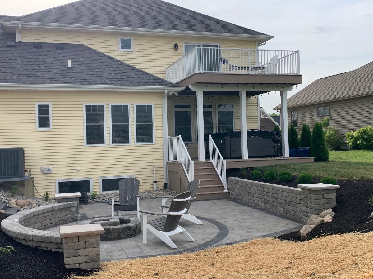 azek brownstone deck and belgard custom hardscape