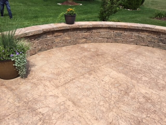 Custom patio with seat wall