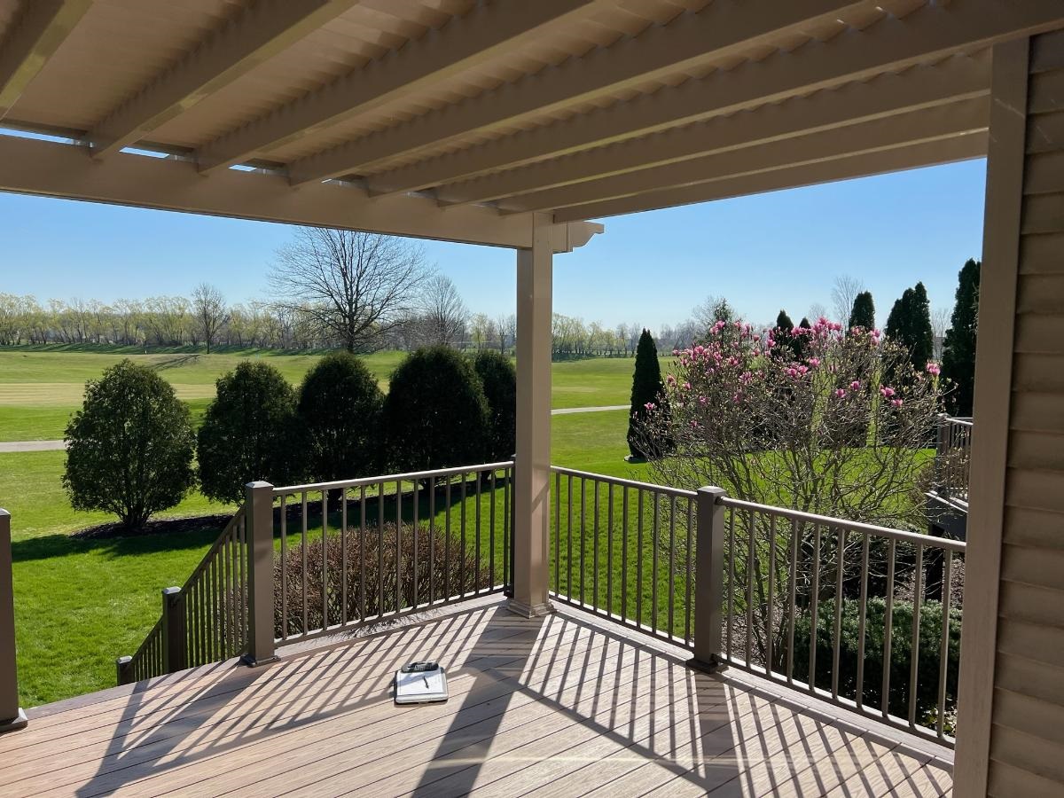 custom deck in ne indiana with vinyl shade pergola