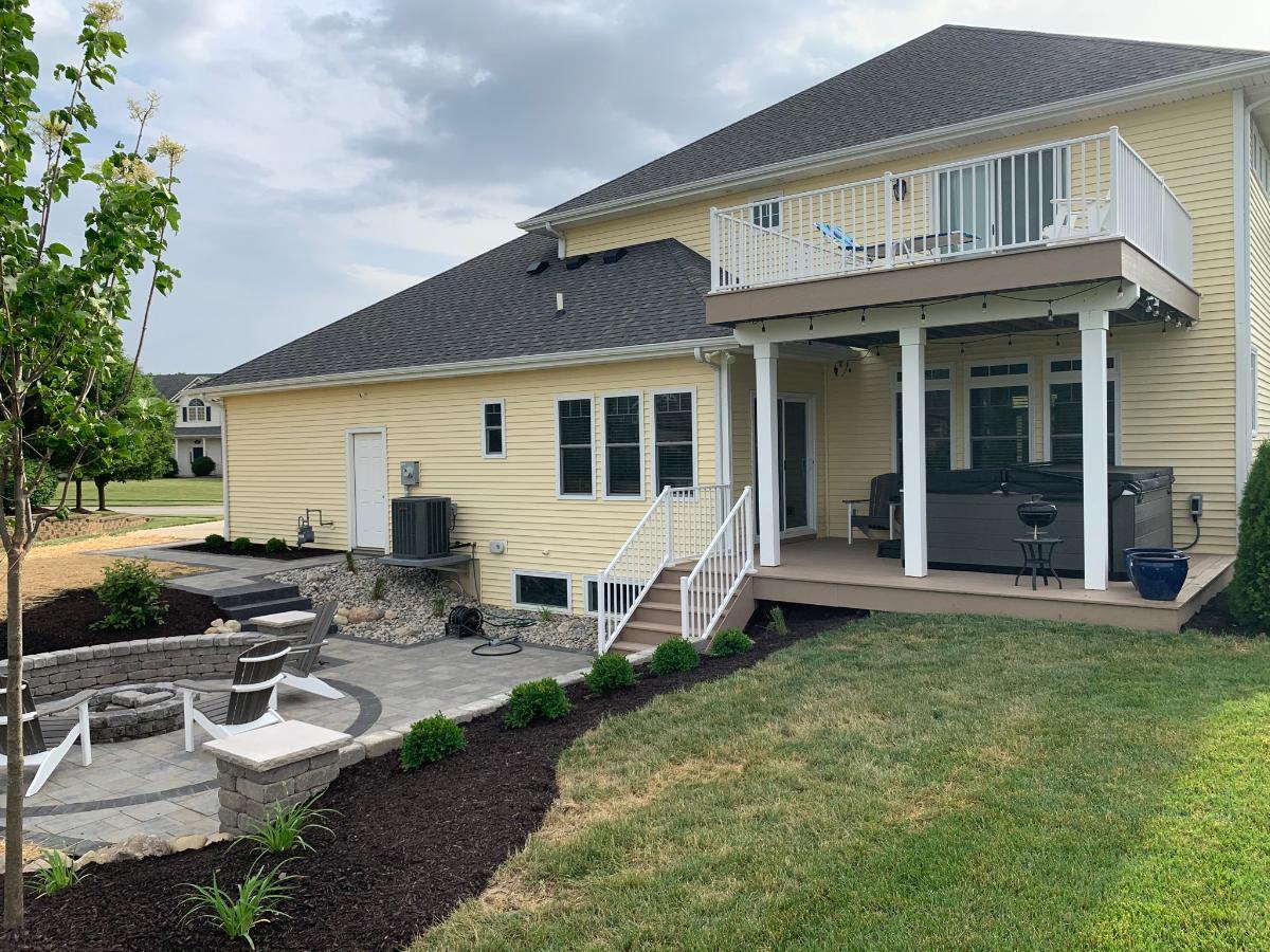 side view of deck and patio combo
