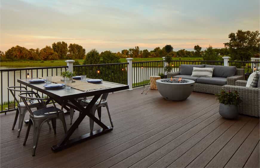 custom deck at sunset