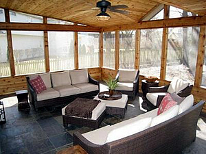 Cozy custom screened porch