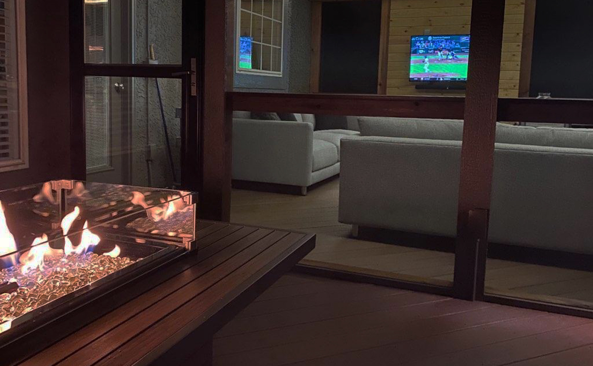 fireplace on table